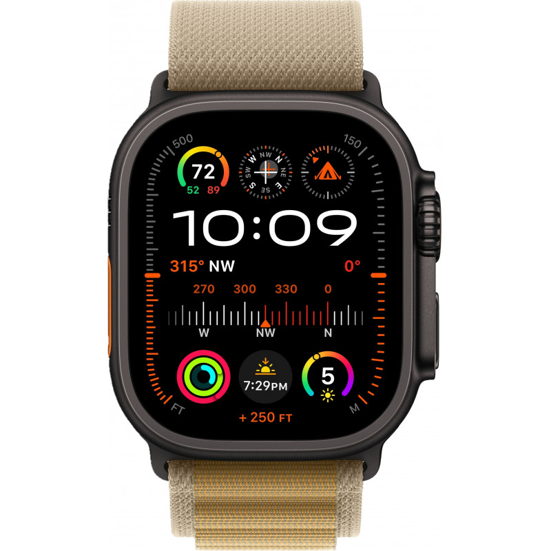 Apple Watch Ultra 2 49mm Alpine Loop Tan / Black Titanium Case